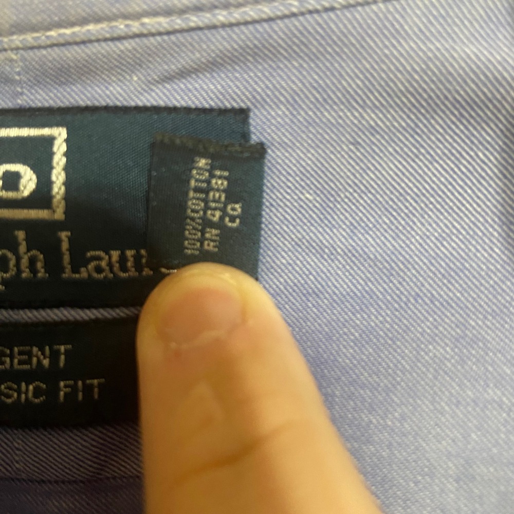 Polo Ralph Lauren Regent Classic Fit Blue Pinpoint Oxford Dress Shirt 16.5 34/35 - Picture 7 of 7